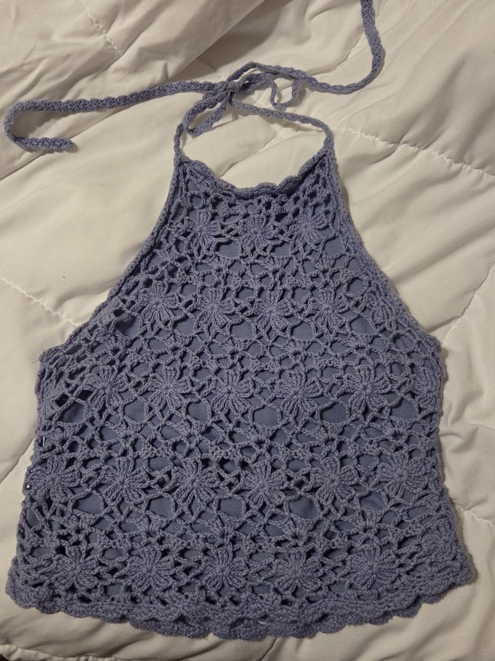 Full Tilt Small Lavender Crocheted Halter Top